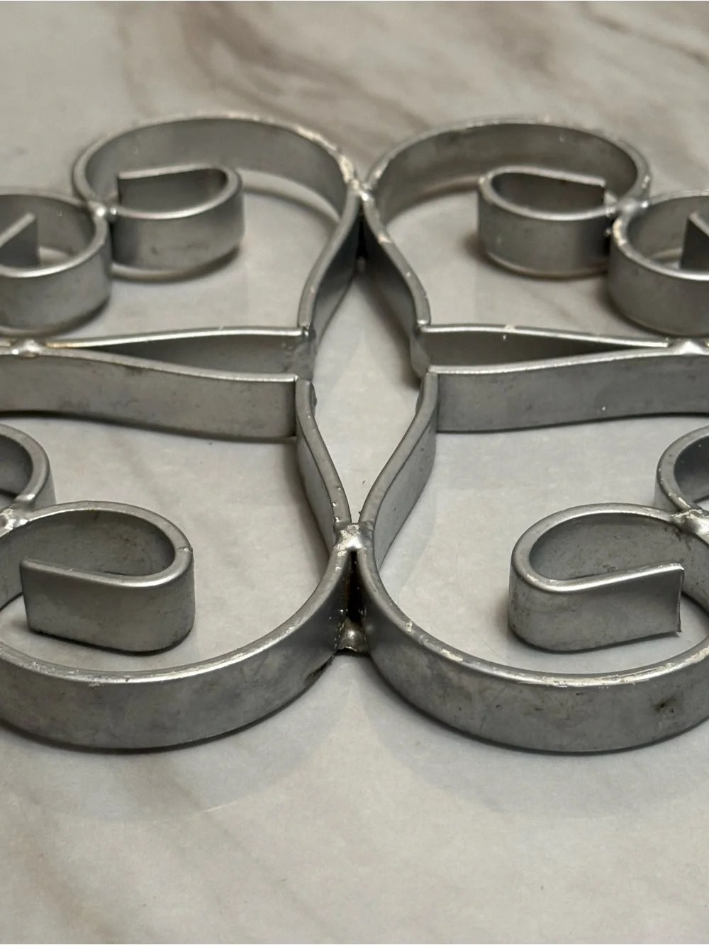 Silver plated heart pattern trivet mid century French table accessory